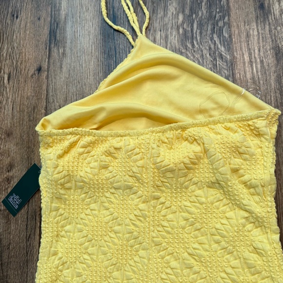 Wild Fable Women Yellow Halter Mini Dress Smocked Bodycon Summer Size Large NEW - Picture 11 of 12
